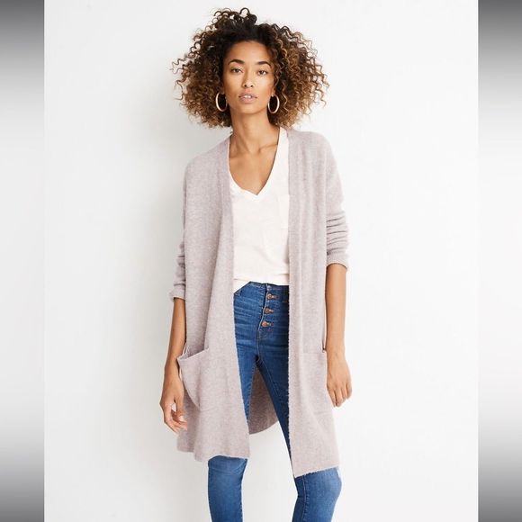 Madewell Sweaters - MADEWELL Kent Wool Blend Open Cardigan | Heather Boysenberry | Large